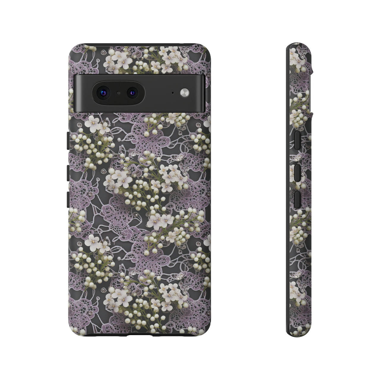 White Flowers on a Purple Bed - Tough Case for Google Pixel 7