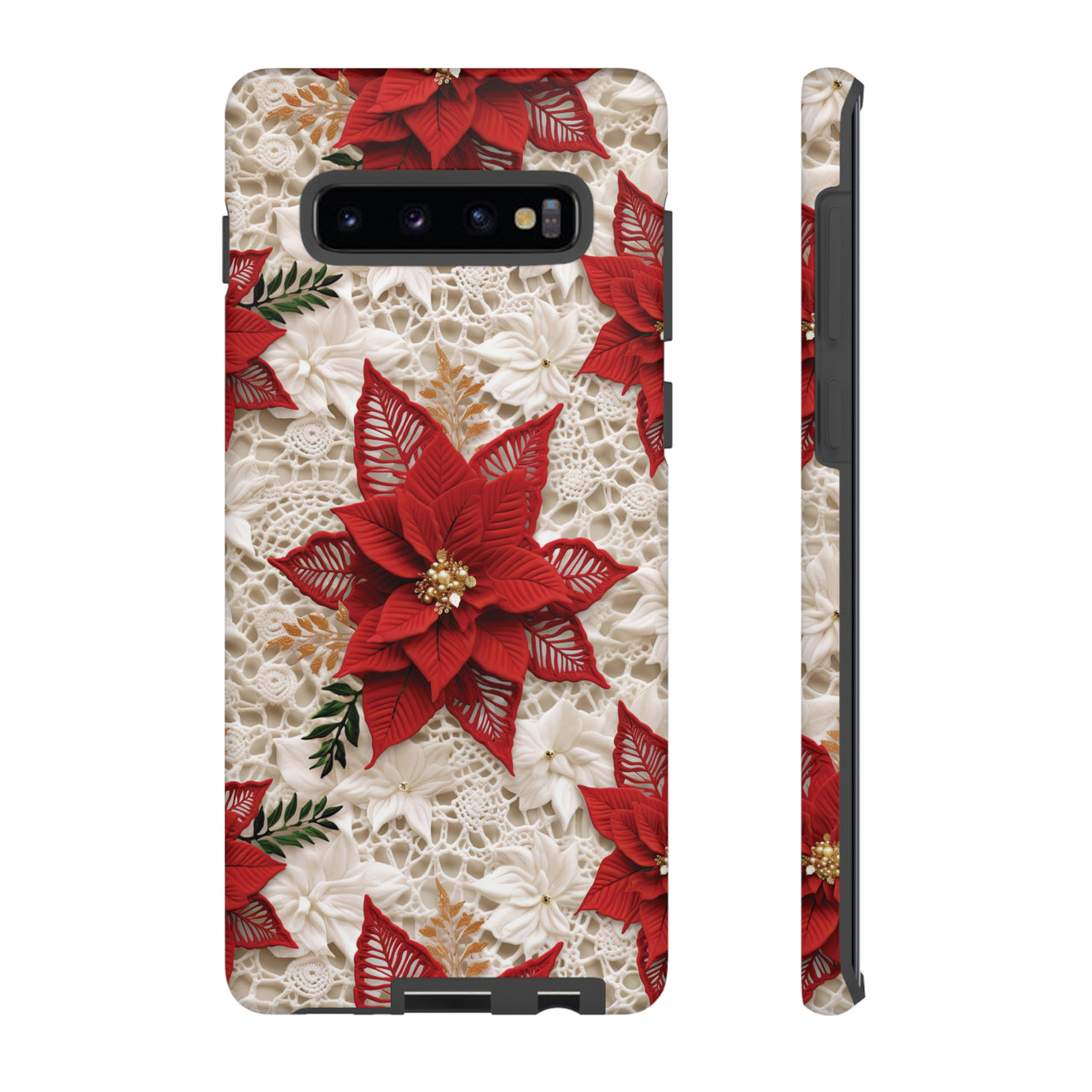 Christmas Poinsettia Tough Cases for Samsung Galaxy S10, Samsung Galaxy S10E, and Samsung Galaxy S10 Plus