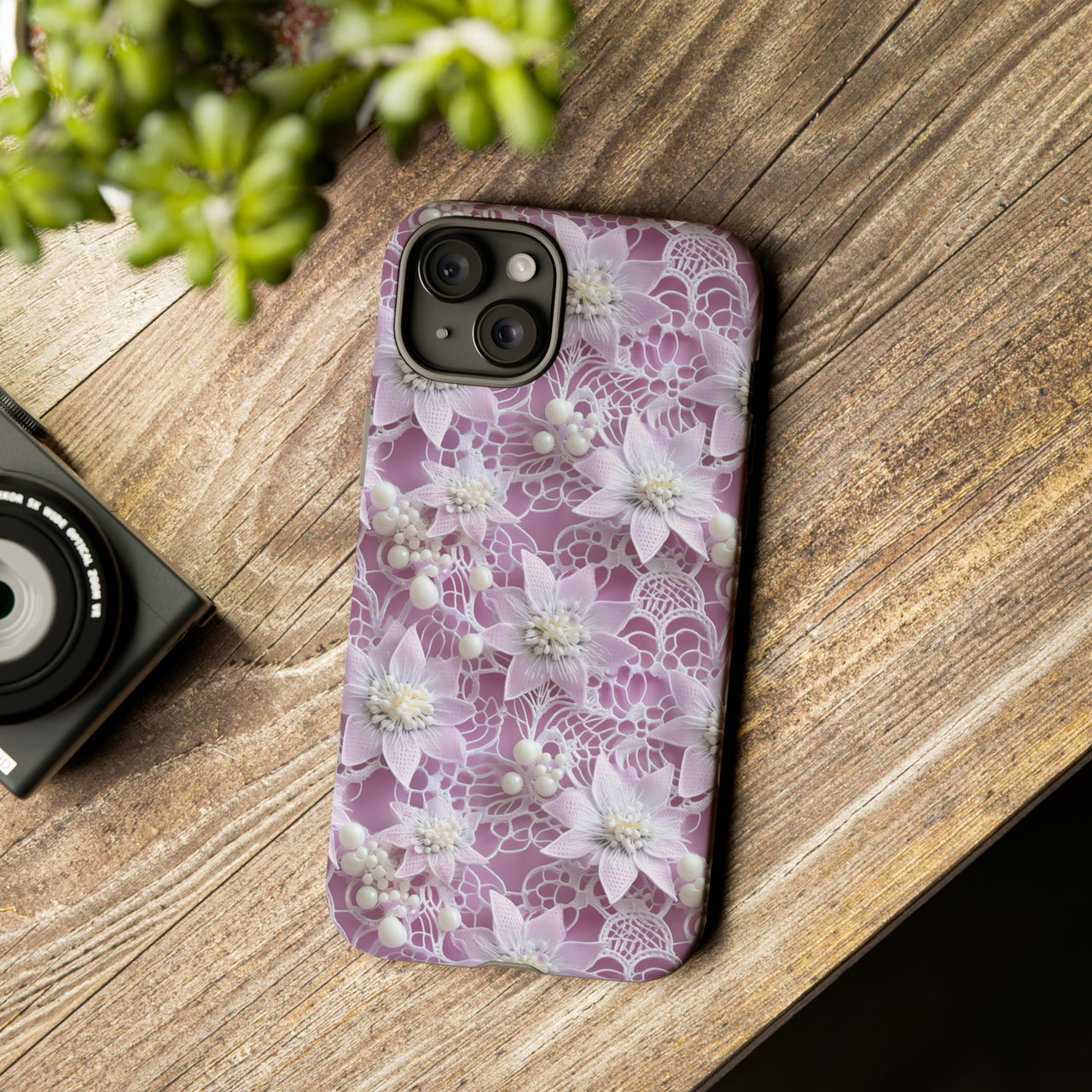 Pink Coquette Clematis Tough Case for iPhone 15, iPhone 15 Pro, iPhone 15 Plus, and iPhone 15 Pro Max