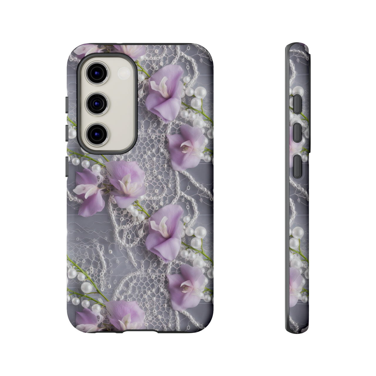 Purple Sweet Pea Tough Cases for Samsung Galaxy S23, Samsung Galaxy S23 Pls, and Samsung Galaxy S23 Ultra