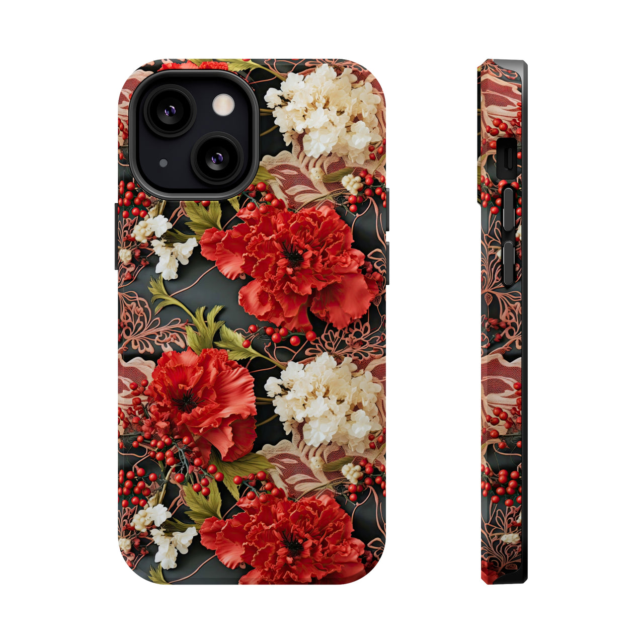 Carnation for January Birthday - MagSafe Tough Cases for iPhone 13, iPhone 13 Mini, iPhone 13 Pro, and iPhone 13 Pro Max.