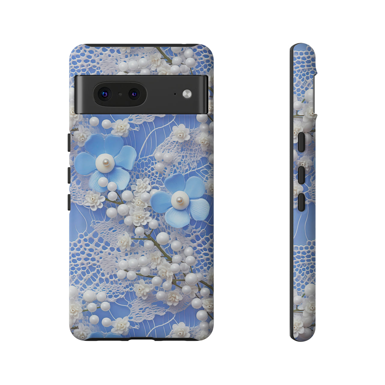 Pearls and Lace on Baby Blue - Tough Case for Google Pixel 7