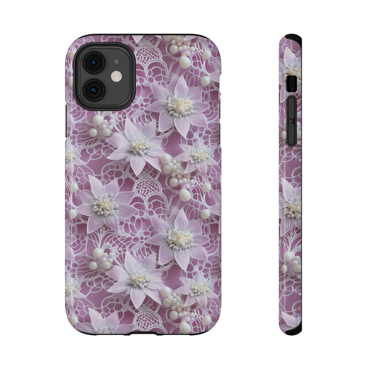 Coquette Clematis Impact-Resistant Cases for iPhone 11, iPhone 11 Pro, and iPhone 11 Pro Max. Supports Wireless Charging.