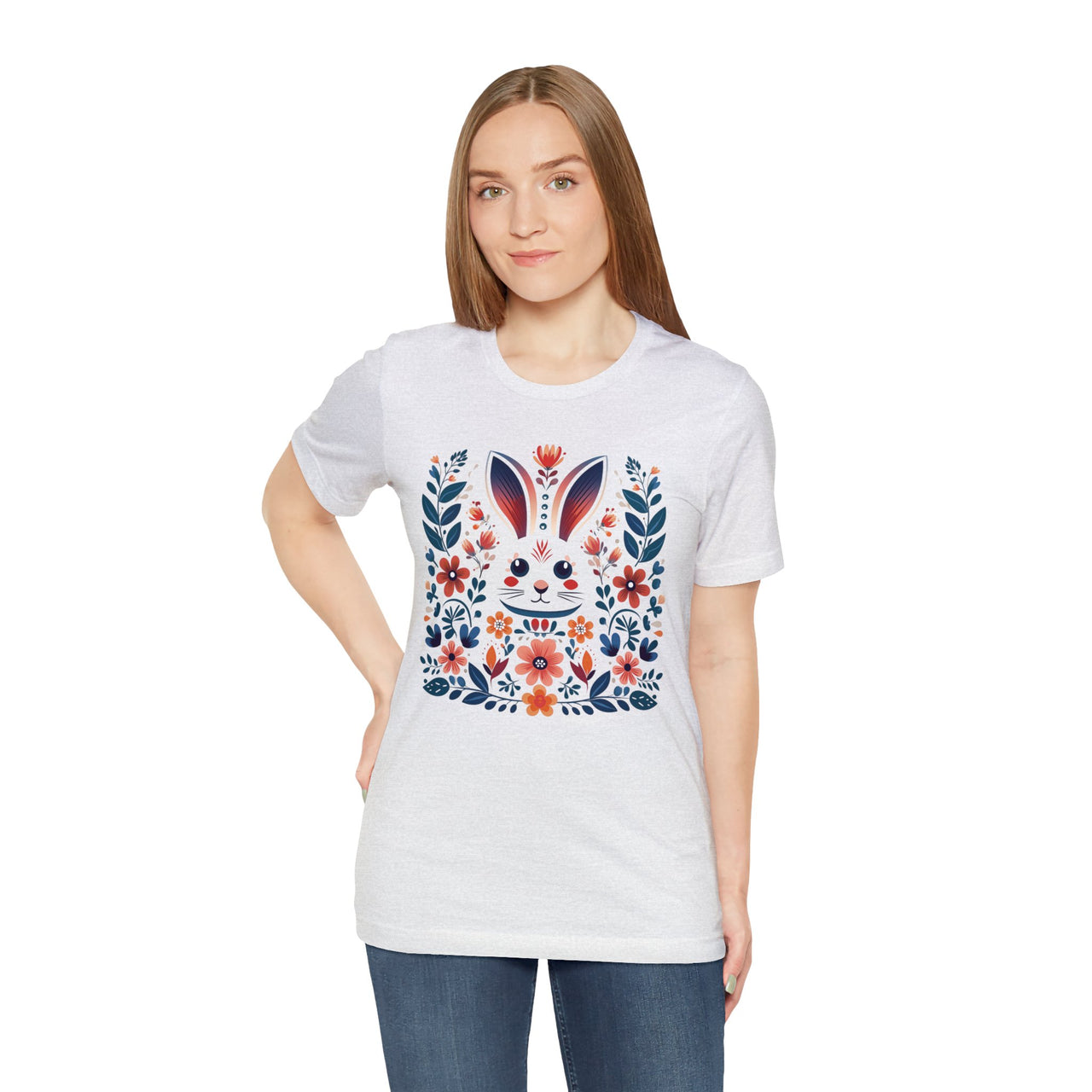 Folk Art Rabbit Unisex Jersey Short Sleeve Tee