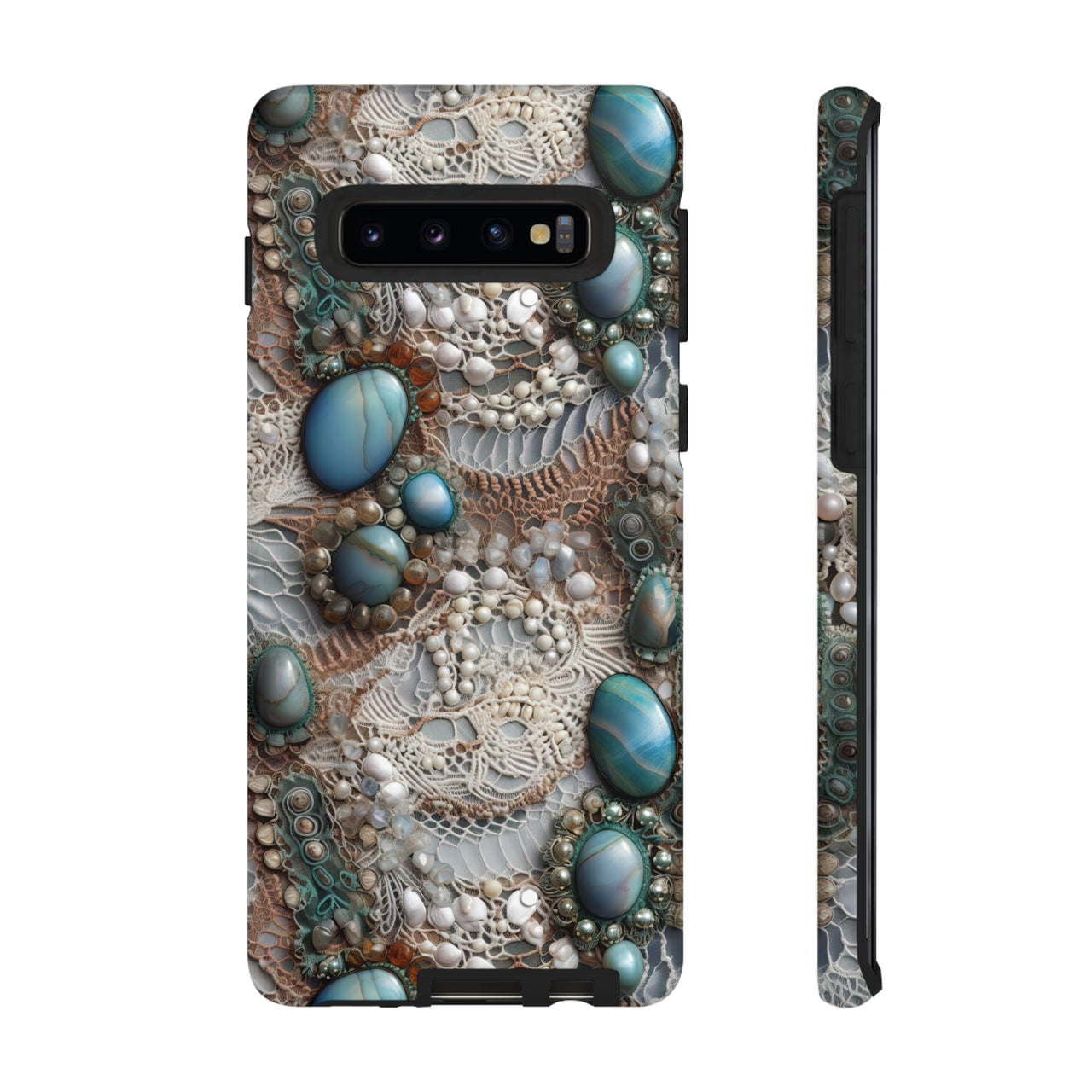 Boho Agate and Lace Tough Cases for Samsung Galaxy S10, Samsung Galaxy S10E, and Samsung Galaxy S10 Plus