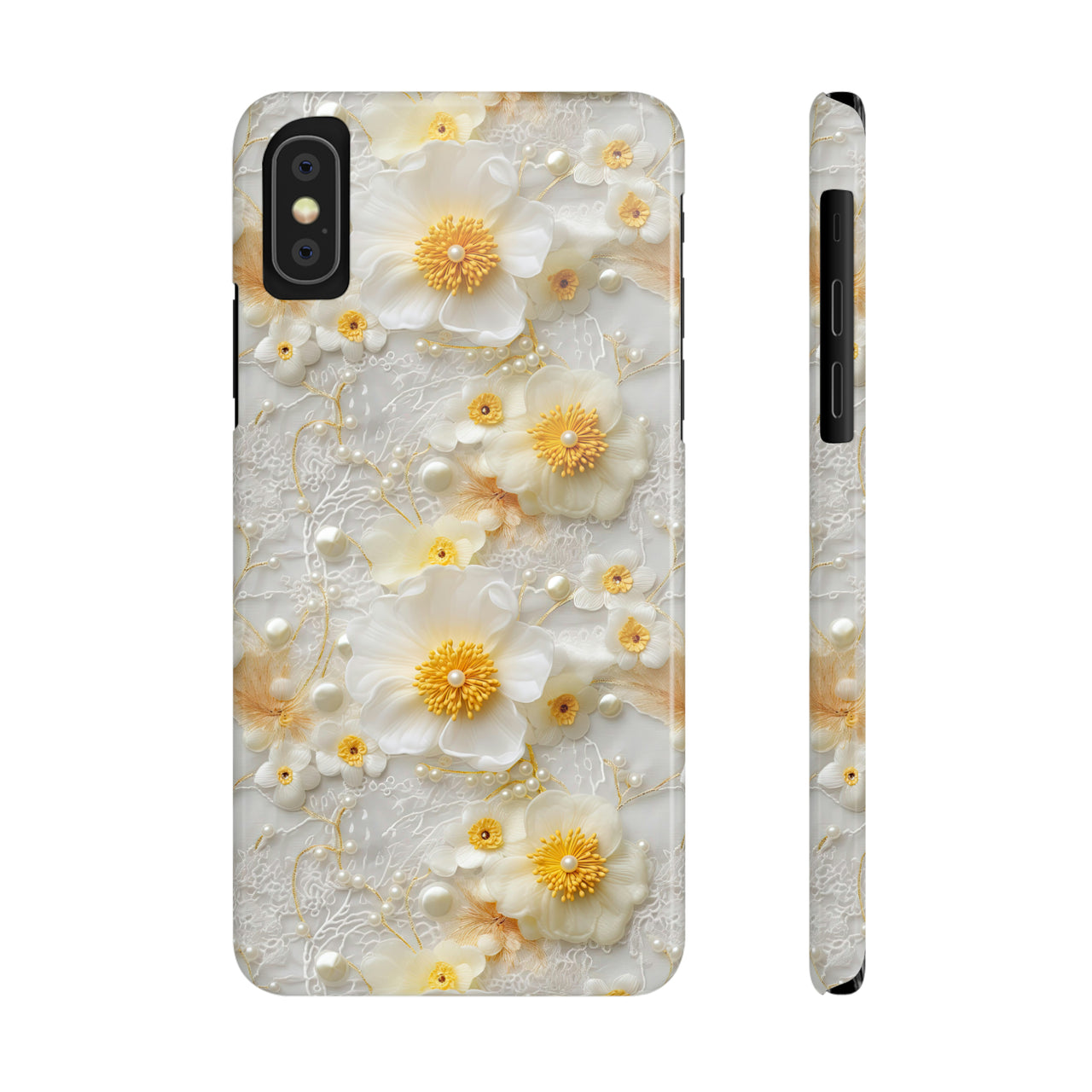 Yellow and White Floral - Slim Phone Cases for iPhone X, iPhone XR, iPhone XS, and iPhone XS MAX