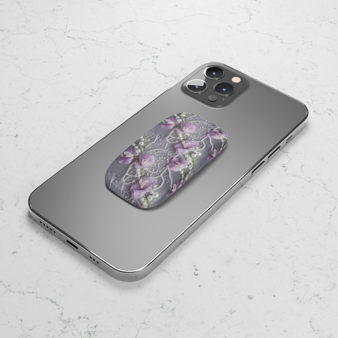 Purple Sweet Pea Phone Click-On Grip