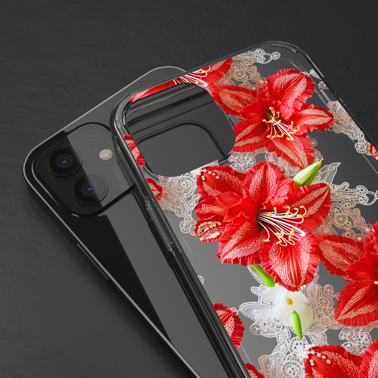 *Clear Case* Enchanting Amaryllis - iPhone 12, iPhone 12 Mini, iPhone 12 Pro, iPhone 12 Pro Max - Supports Wireless Charging