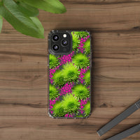 Thumbnail for *Clear Case* Green Mums and Lace - iPhone 13, iPhone 13 Mini, iPhone 13 Pro, iPhone 13 Pro Max - Supports Wireless Charging