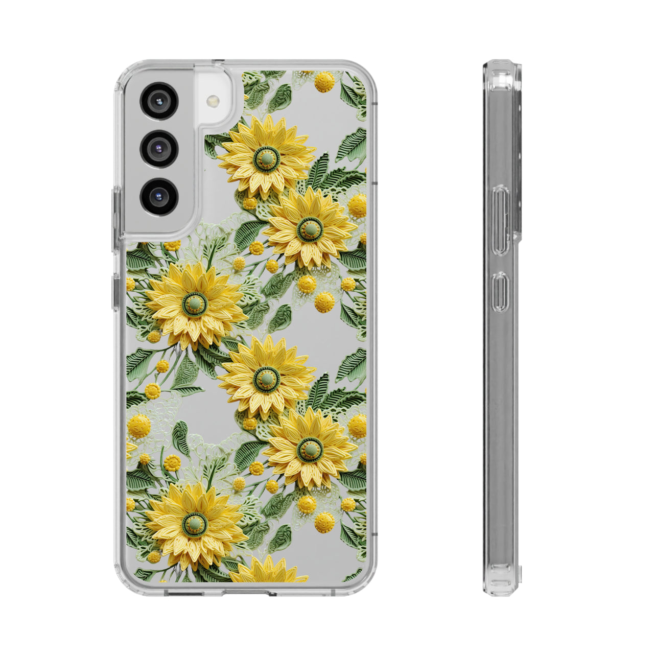 *Clear Case* Whimsical Sunflowers - Samsung Galaxy S22, Samsung Galaxy S22 Plus, Samsung Galaxy S22 Ultra - Supports Wireless Charging