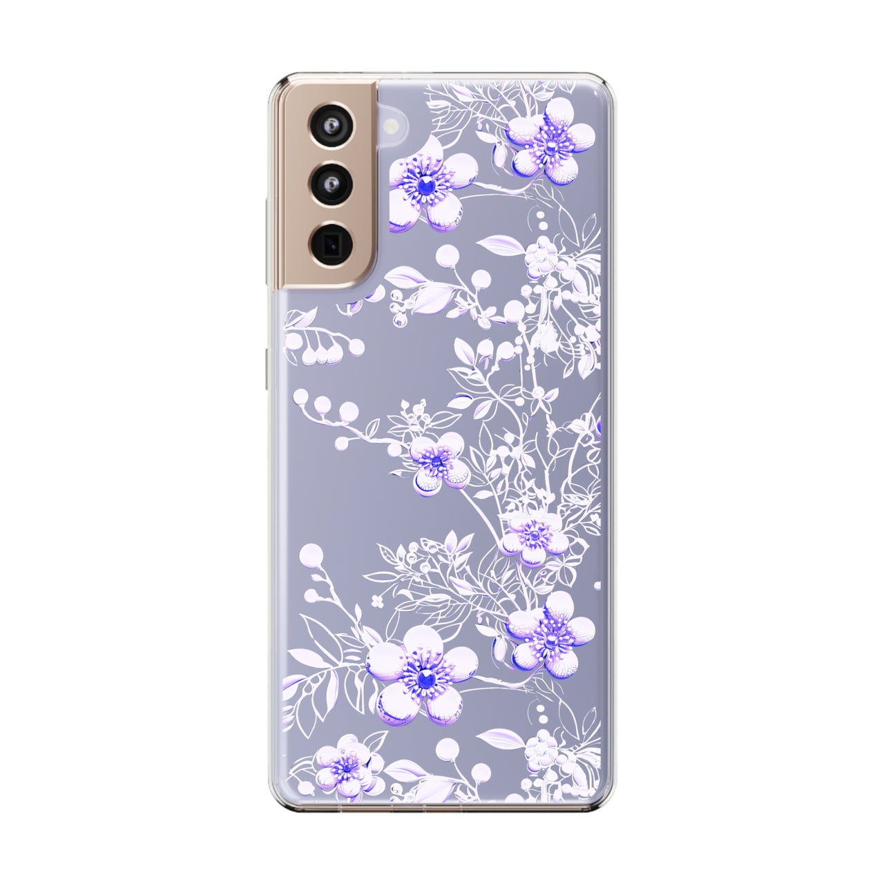 *Clear Case* Purple Petals - Samsung Galaxy S21, Samsung Galaxy S21 Plus, Samsung Galaxy S21 Ultra - Supports Wireless Charging