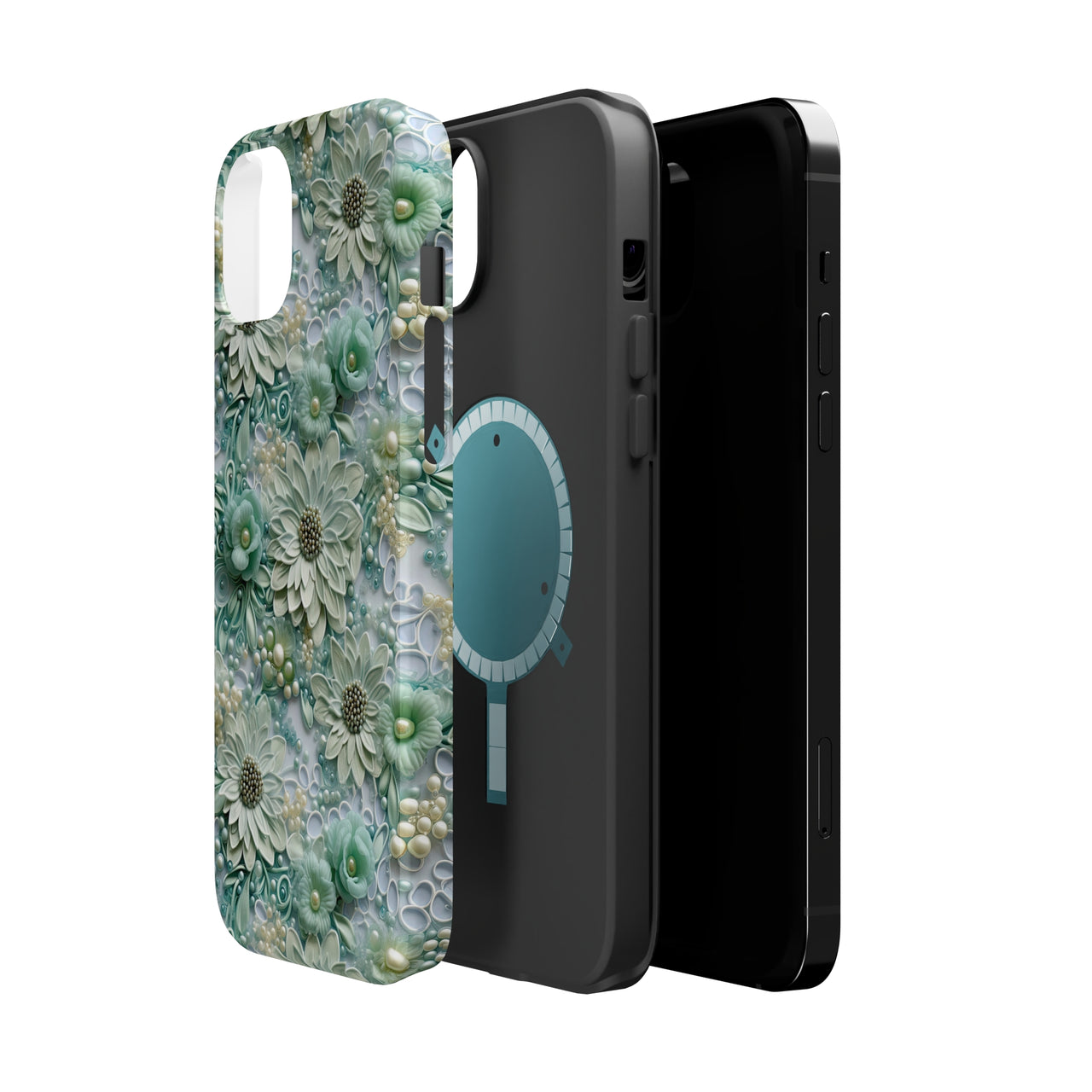 Teal Petals - MagSafe Tough Cases for iPhone 14, iPhone 14 Pro, iPhone 14 Plus, and iPhone 14 Pro Max