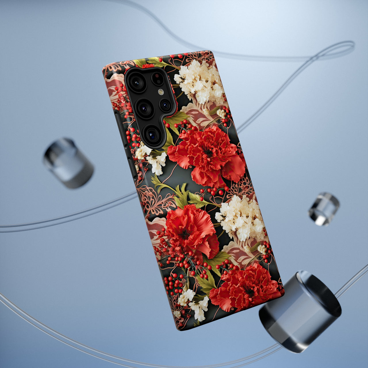 Carnation for January Birthday - Impact-Resistant Case for Samsung Galaxy S22, Samsung Galaxy S22 Plus, and Samsung Galaxy S22 Ultra. Supports Wireless Charging.