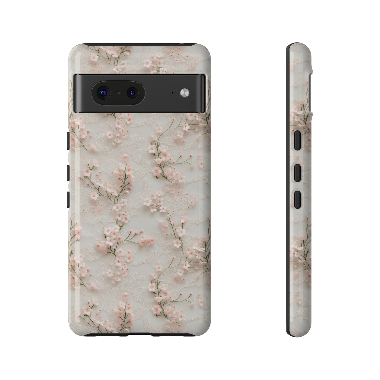 White Lace and Cherry Blossoms Tough Case for Google Pixel 7