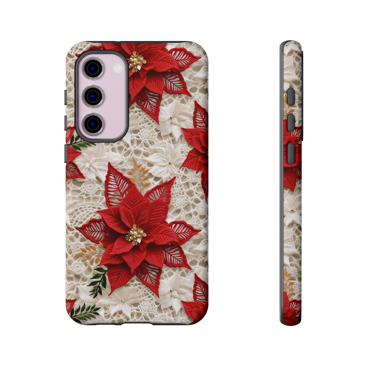 Christmas Poinsettia Tough Cases for Samsung Galaxy S23, Samsung Galaxy S23 Plus, and Samsung Galaxy S23 Ultra