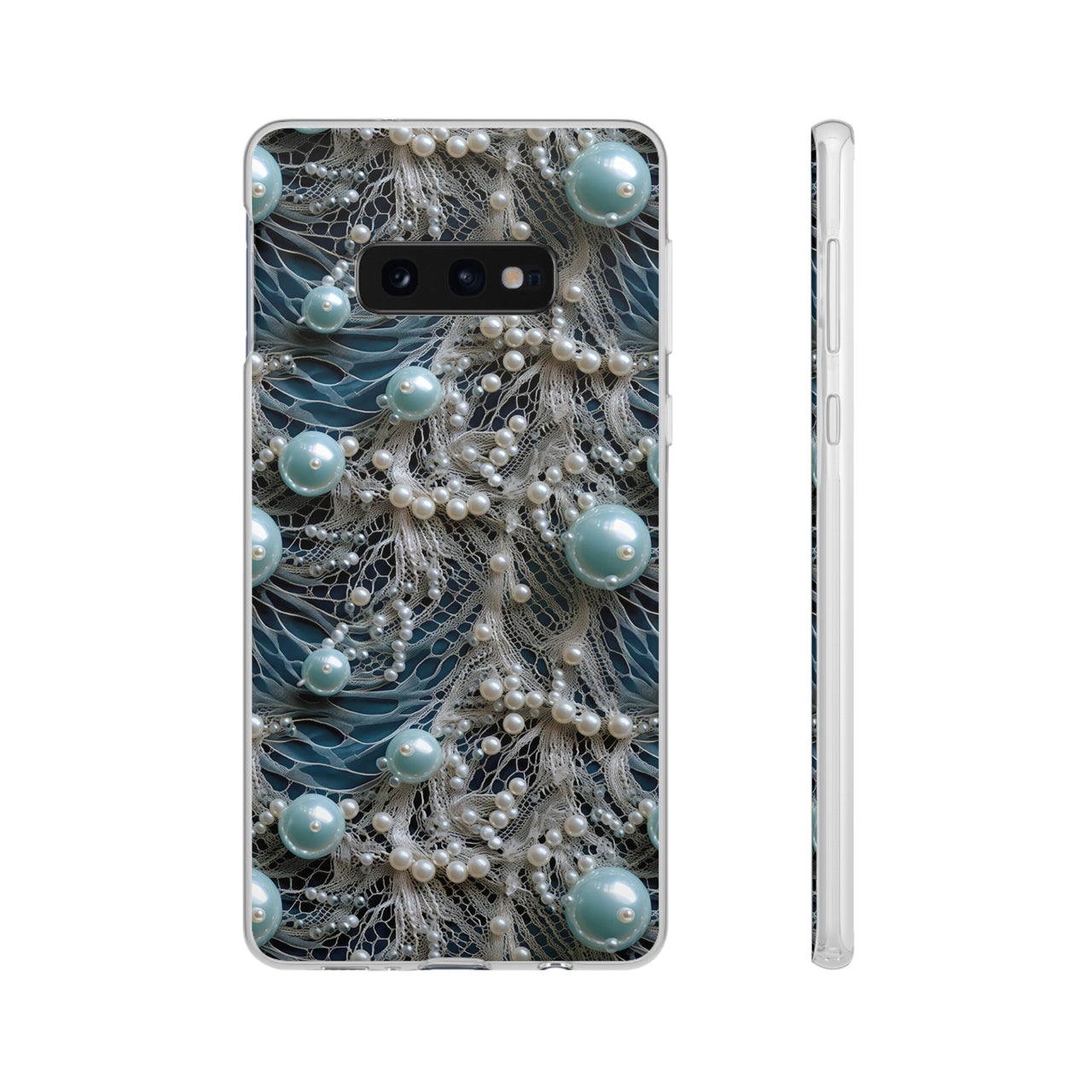 Sea Foam Lace and Pearls - Flexi Cases for Samsung Galaxy S10, Samsung Galaxy S10E, & Samsung Galaxy S10 Plus