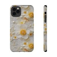 Thumbnail for White and Yellow Floral Impact-Resistant Cases for iPhone 11, iPhone 11 Pro, and iPhone 11 Pro Max. Supports Wireless Charging.