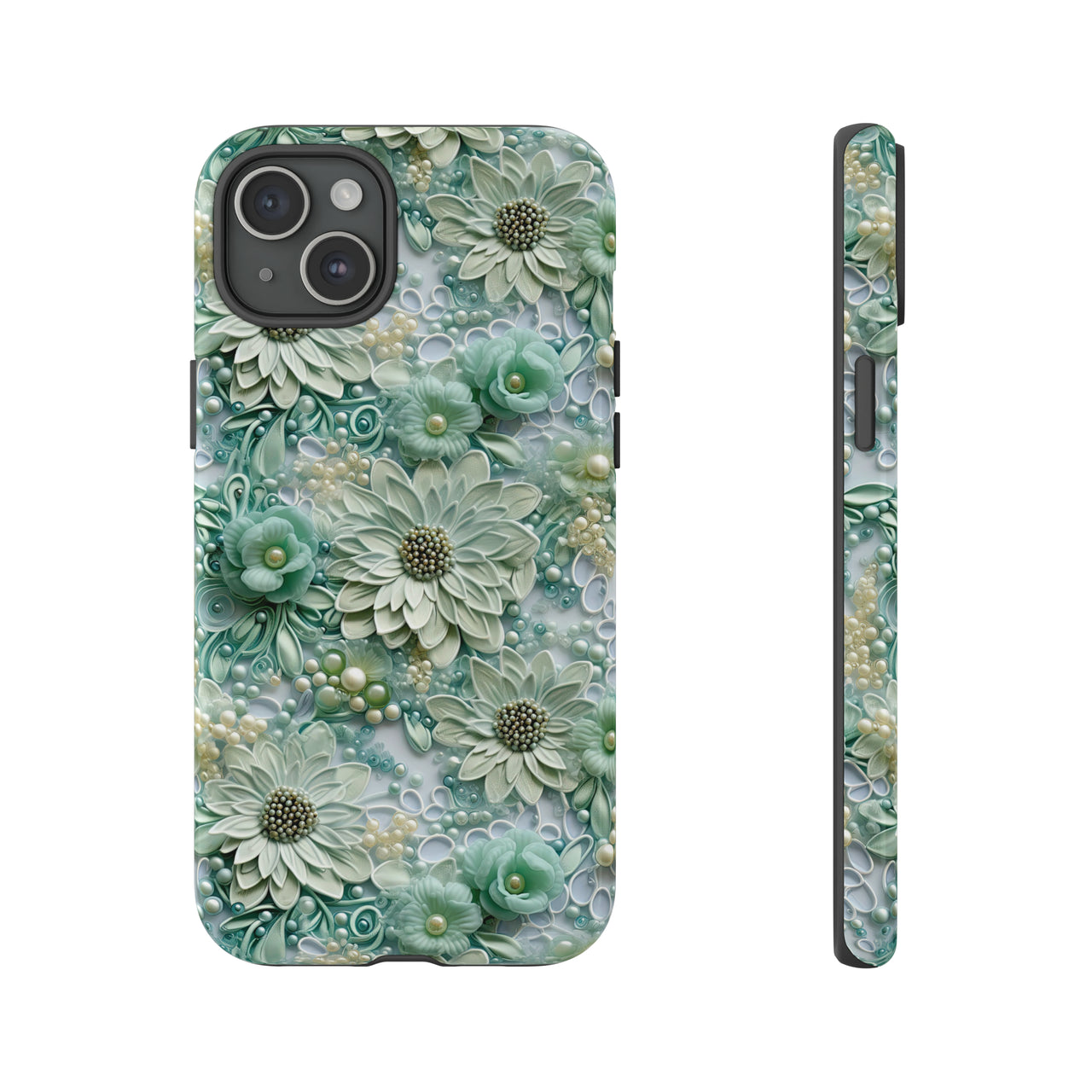 Teal Petals - Tough Case for iPhone 15, iPhone 15 Pro, iPhone 15 Plus, and iPhone 15 Pro Max