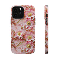 Thumbnail for Gold-Kissed Flowers on Pink Lace - MagSafe Tough Cases for iPhone 13, iPhone 13 Mini, iPhone 13 Pro, and iPhone 13 Pro Max.