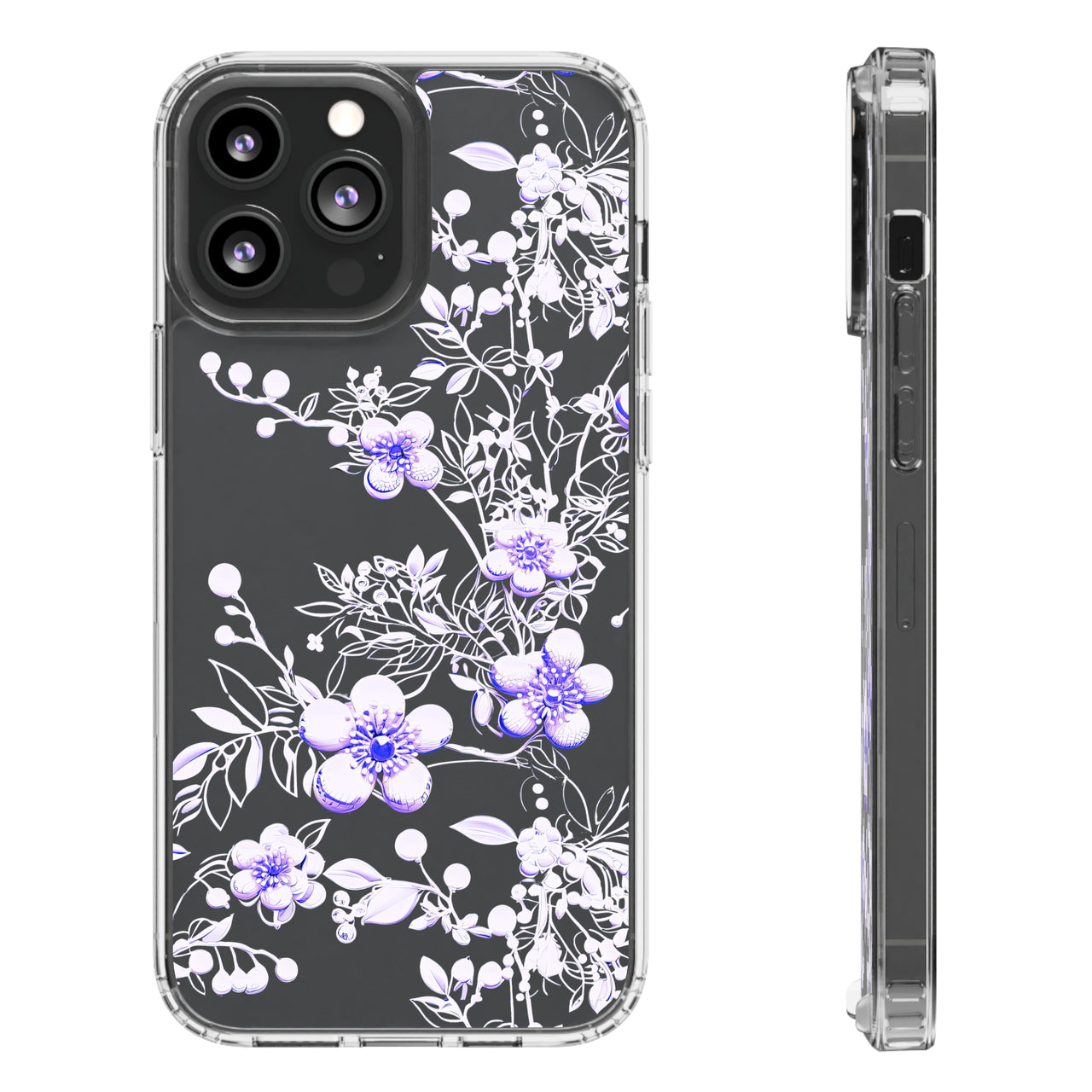 *Clear Case* Purple Petals - iPhone 13, iPhone 13 Mini, iPhone 13 Pro, iPhone 13 Pro Max - Supports Wireless Charging