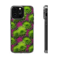 Thumbnail for *Clear Case* Green Mums and Lace - iPhone 14, iPhone 14 Pro, iPhone 14 Plus, iPhone 14 Pro Max - Supports Wireless Charging