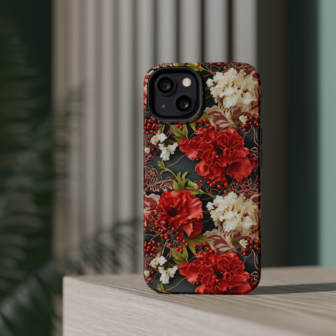 Carnation for January Birthday - MagSafe Tough Cases for iPhone 13, iPhone 13 Mini, iPhone 13 Pro, and iPhone 13 Pro Max.