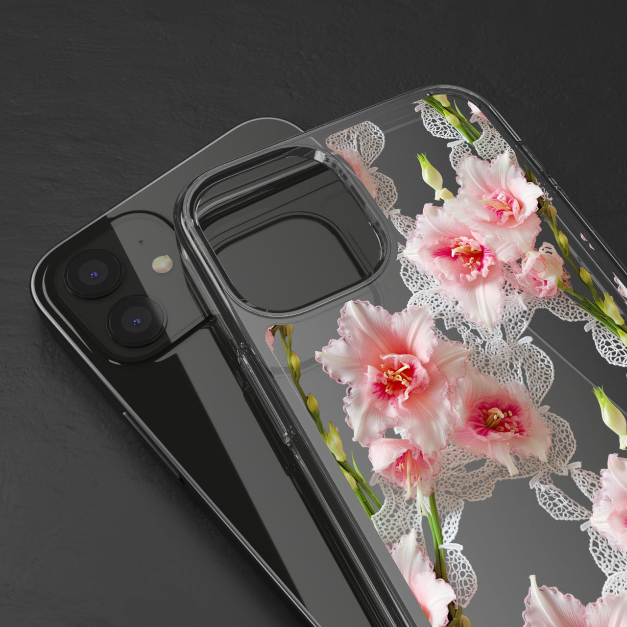 *Clear Case* Gladioli Garden - iPhone 12, iPhone 12 Mini, iPhone 12 Pro, iPhone 12 Pro Max - Supports Wireless Charging