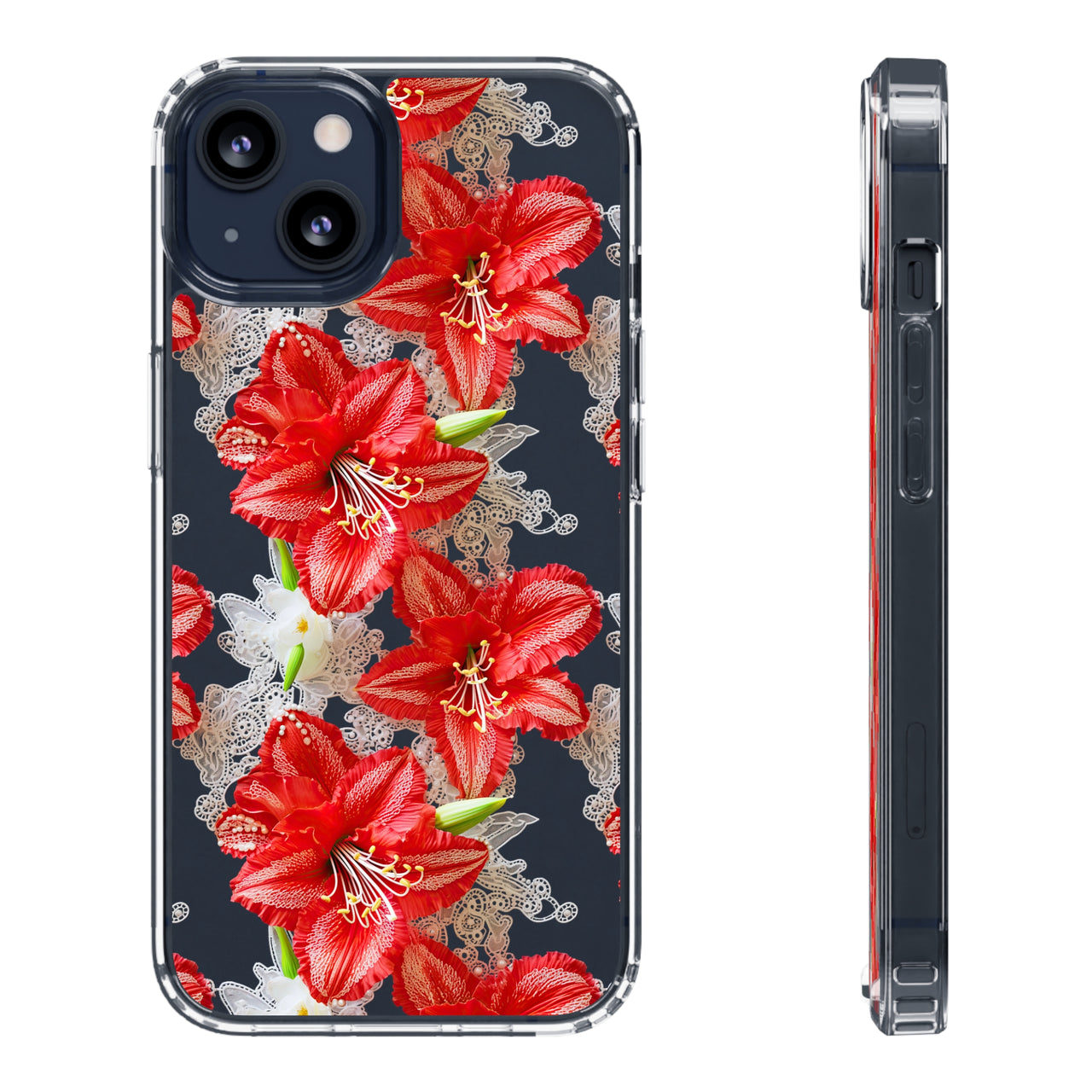 *Clear Case* Enchanting Amaryllis - iPhone 13, iPhone 13 Mini, iPhone 13 Pro, iPhone 13 Pro Max - Supports Wireless Charging