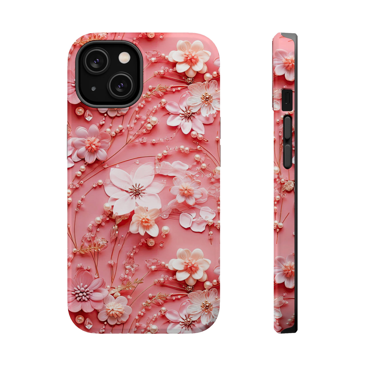 Floral Champagne Toast MagSafe Tough Cases for iPhone 14, iPhone 14 Pro, iPhone 14 Plus, and iPhone 14 Pro Max