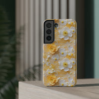 Thumbnail for Yellow Floral Impact-Resistant Cases for Samsung Galaxy S22, Samsung Galaxy S22 Plus, and Samsung Galaxy S22 Ultra. Supports Wireless Charging.