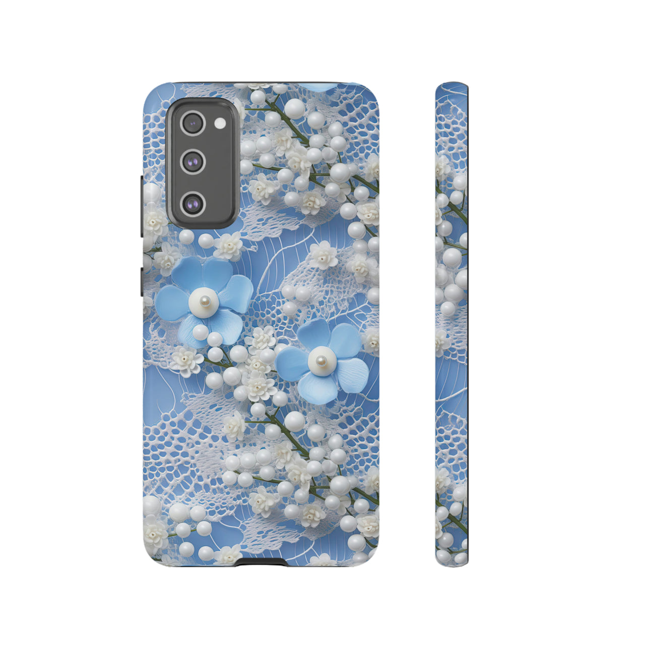 Pearls and Lace on Baby Blue - Tough Case for Samsung Galaxy S20, Samsung Galaxy S20+, Samsung Galaxy S20 Ultra, and Samsung Galaxy S20 FE