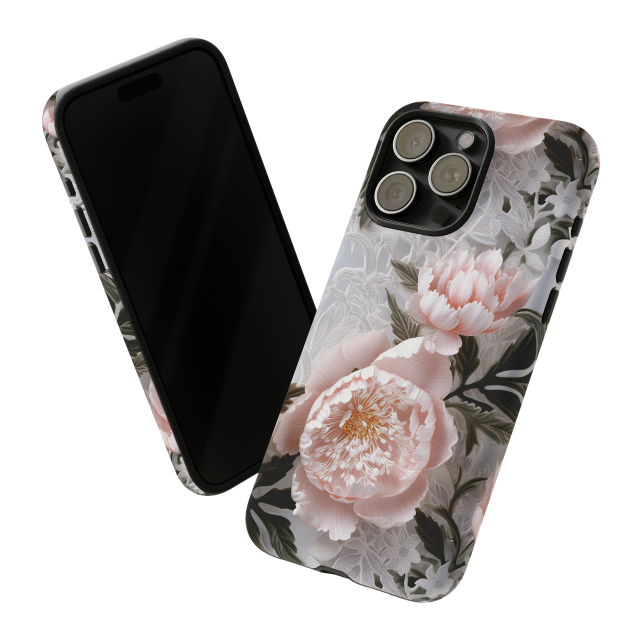 Pink Peony Tough Case for iPhone 15, iPhone 15 Pro, iPhone 15 Plus, and iPhone 15 Pro Max