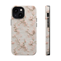 Thumbnail for White Lace and Cherry Blossoms MagSafe Tough Cases for iPhone 13, iPhone 13 Mini, iPhone 13 Pro, and iPhone 13 Pro Max.