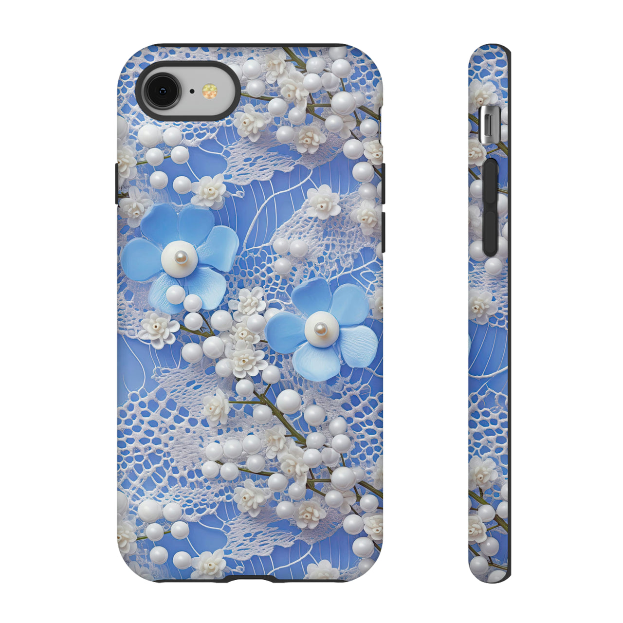 Pearls and Lace on Baby Blue - Tough Case for iPhone 8 and iPhone 8 Plus