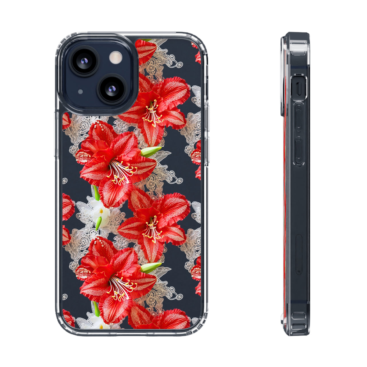 *Clear Case* Enchanting Amaryllis - iPhone 13, iPhone 13 Mini, iPhone 13 Pro, iPhone 13 Pro Max - Supports Wireless Charging