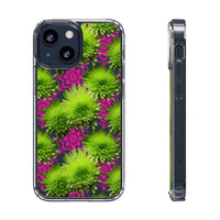 Thumbnail for *Clear Case* Green Mums and Lace - iPhone 13, iPhone 13 Mini, iPhone 13 Pro, iPhone 13 Pro Max - Supports Wireless Charging