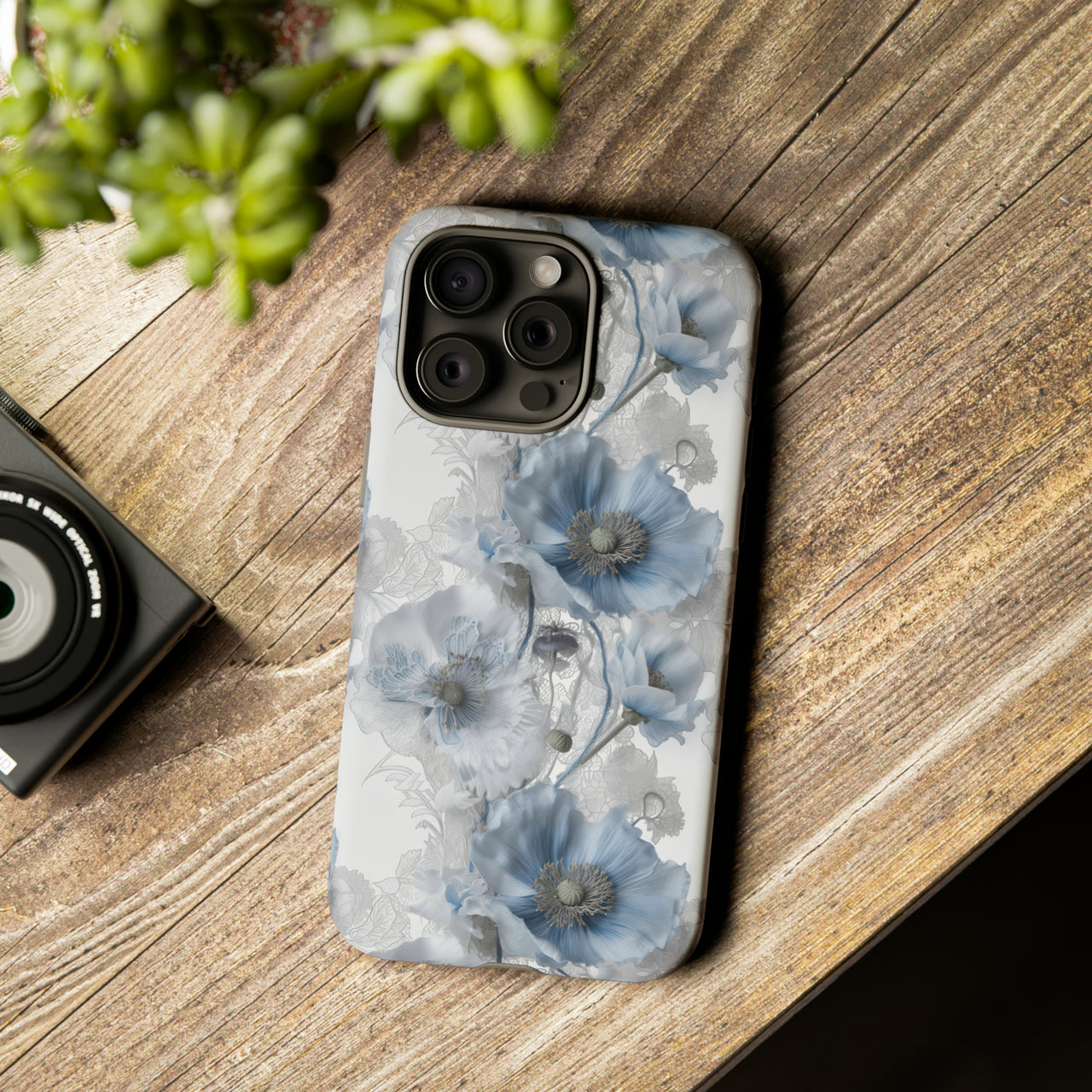 Himalayan Blue Poppy Tough Case for iPhone 15, iPhone 15 Pro, iPhone 15 Plus, and iPhone 15 Pro Max