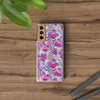 Thumbnail for *Clear Case* Fuchsia Orchid - Samsung Galaxy S21, Samsung Galaxy S21 Plus, Samsung Galaxy S21 Ultra - Supports Wireless Charging