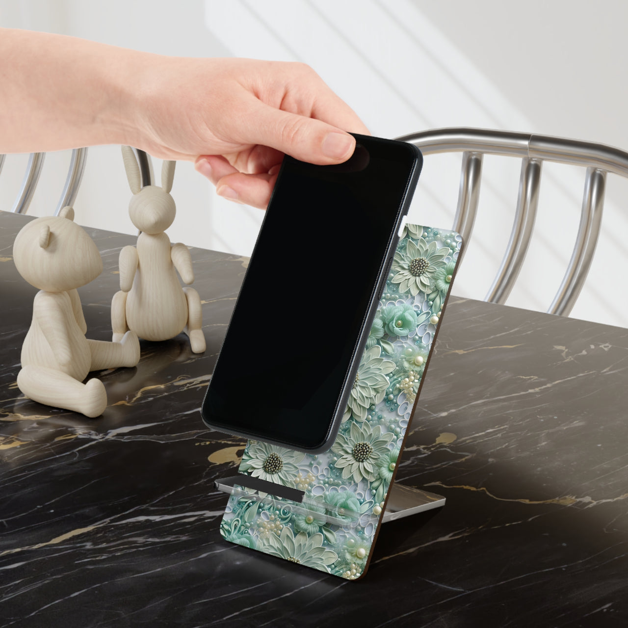 Teal Petals - Mobile Display Stand for Smartphones