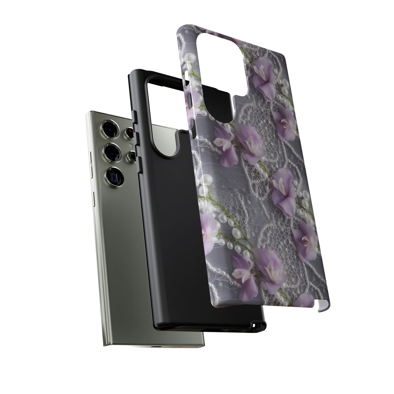 Purple Sweet Pea Tough Cases for Samsung Galaxy S23, Samsung Galaxy S23 Pls, and Samsung Galaxy S23 Ultra