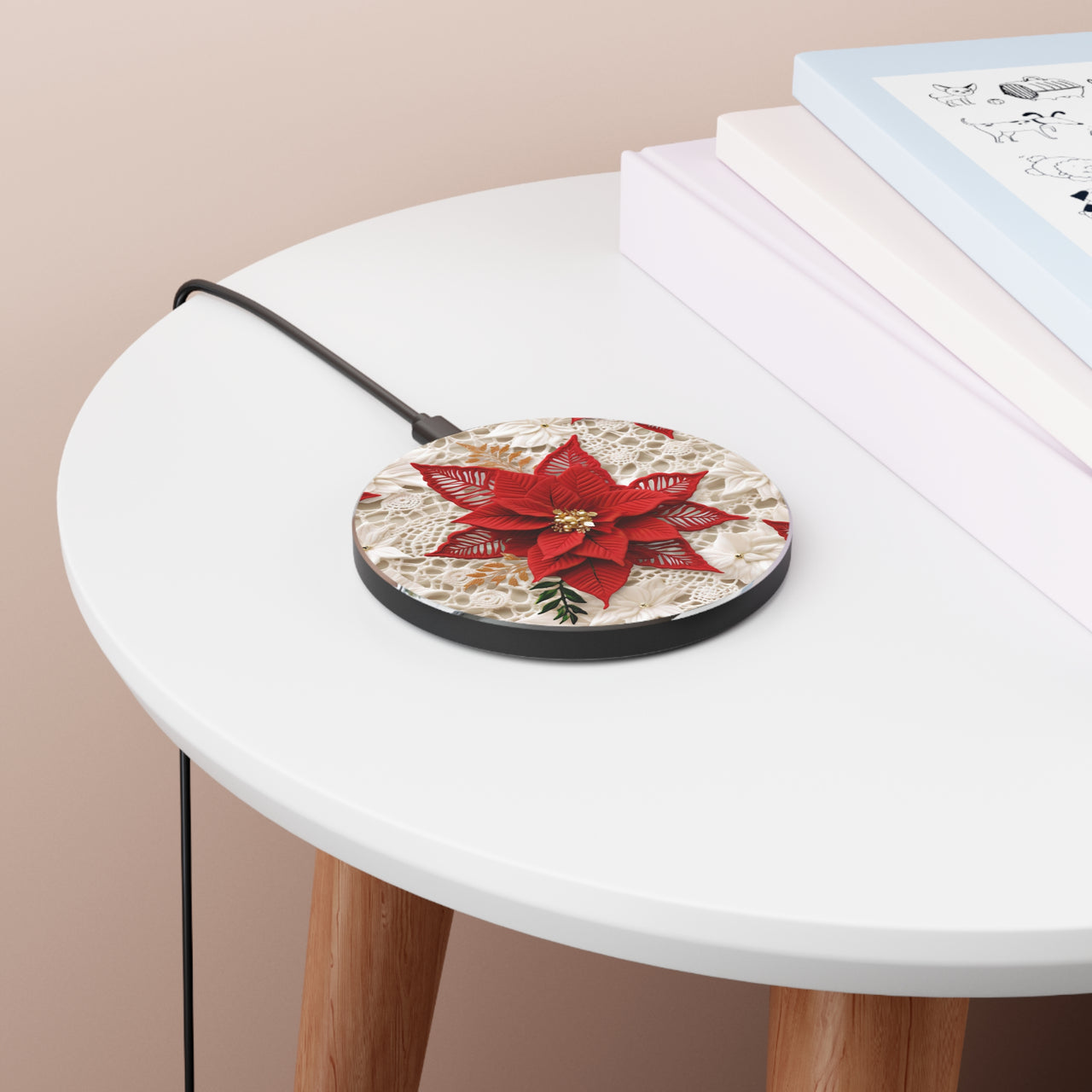 Christmas Poinsettia Wireless Charger for Qi Enabled Phones