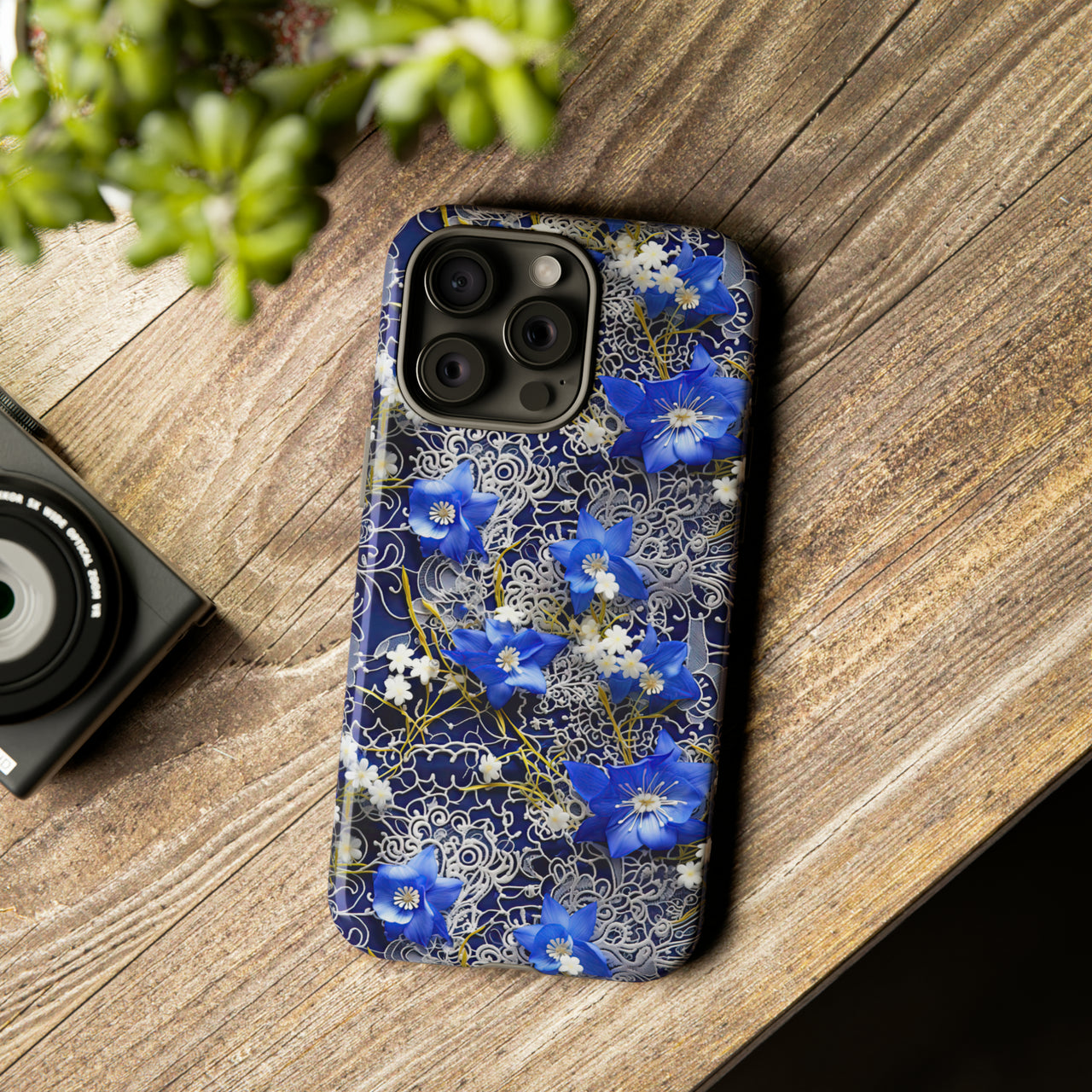 Cerulean Elegance Tough Case for iPhone 15, iPhone 15 Pro, iPhone 15 Plus, and iPhone 15 Pro Max