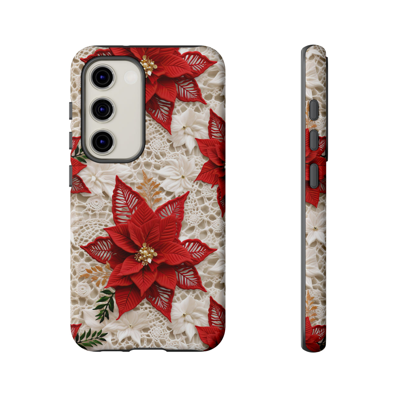 Christmas Poinsettia Tough Cases for Samsung Galaxy S23, Samsung Galaxy S23 Plus, and Samsung Galaxy S23 Ultra