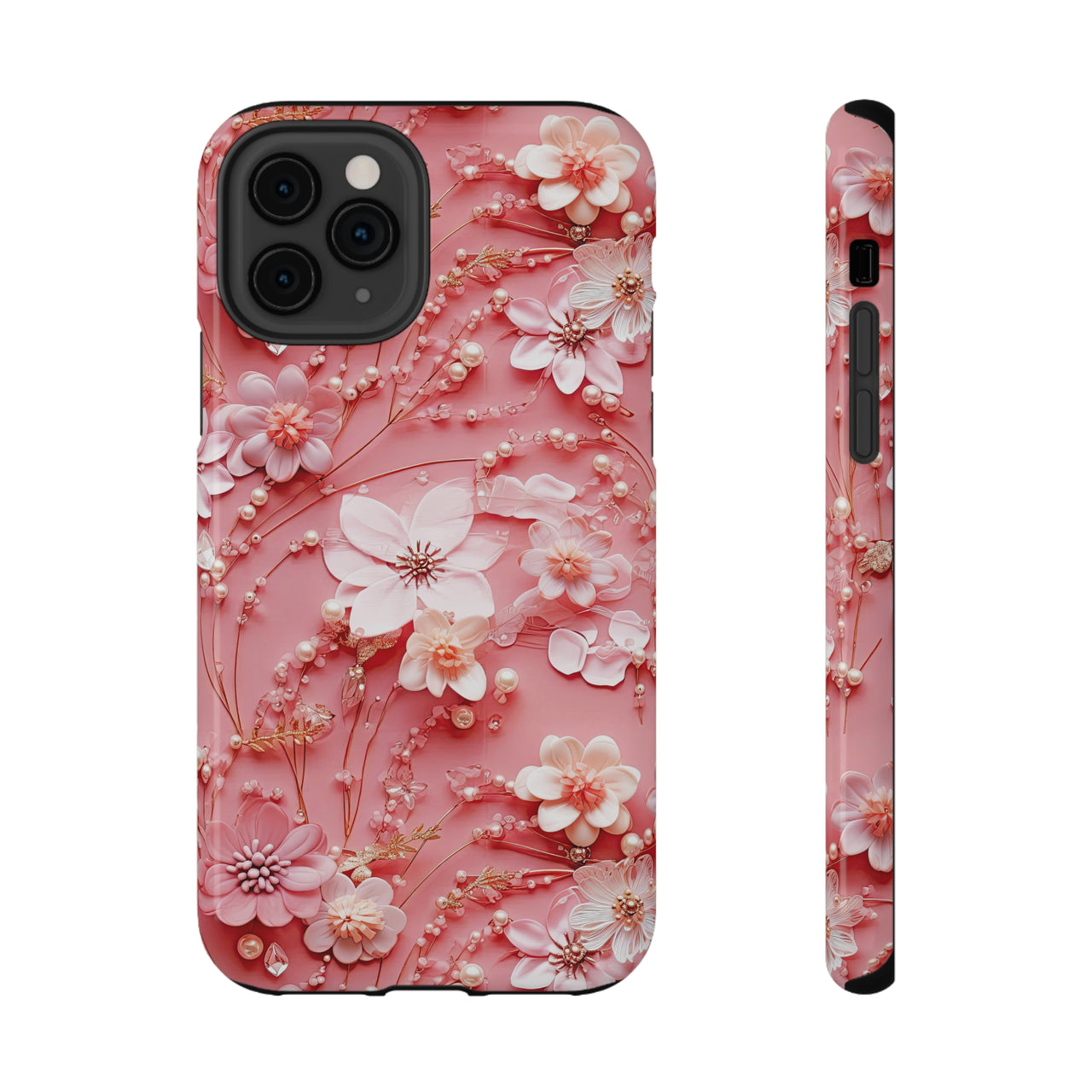 Floral Champagne Toast Impact-Resistant Cases for iPhone 11, iPhone 11 Pro, and iPhone 11 Pro Max. Supports Wireless Charging.