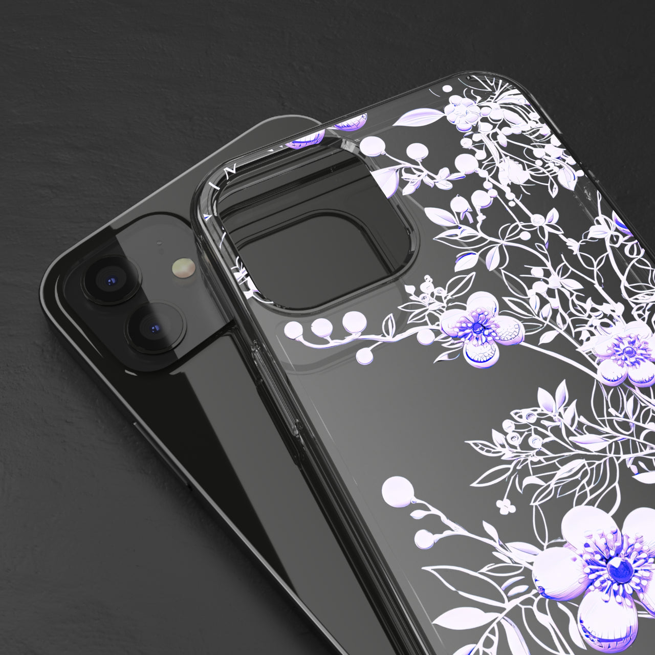 *Clear Case* Purple Petals - iPhone 12, iPhone 12 Mini, iPhone 12 Pro, iPhone 12 Pro Max - Supports Wireless Charging