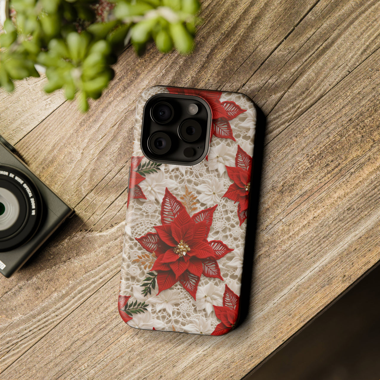 Christmas Poinsettia - MagSafe Tough Case for iPhone 15, iPhone 15 Pro, iPhone 15 Plus, & iPhone 15 Pro Max