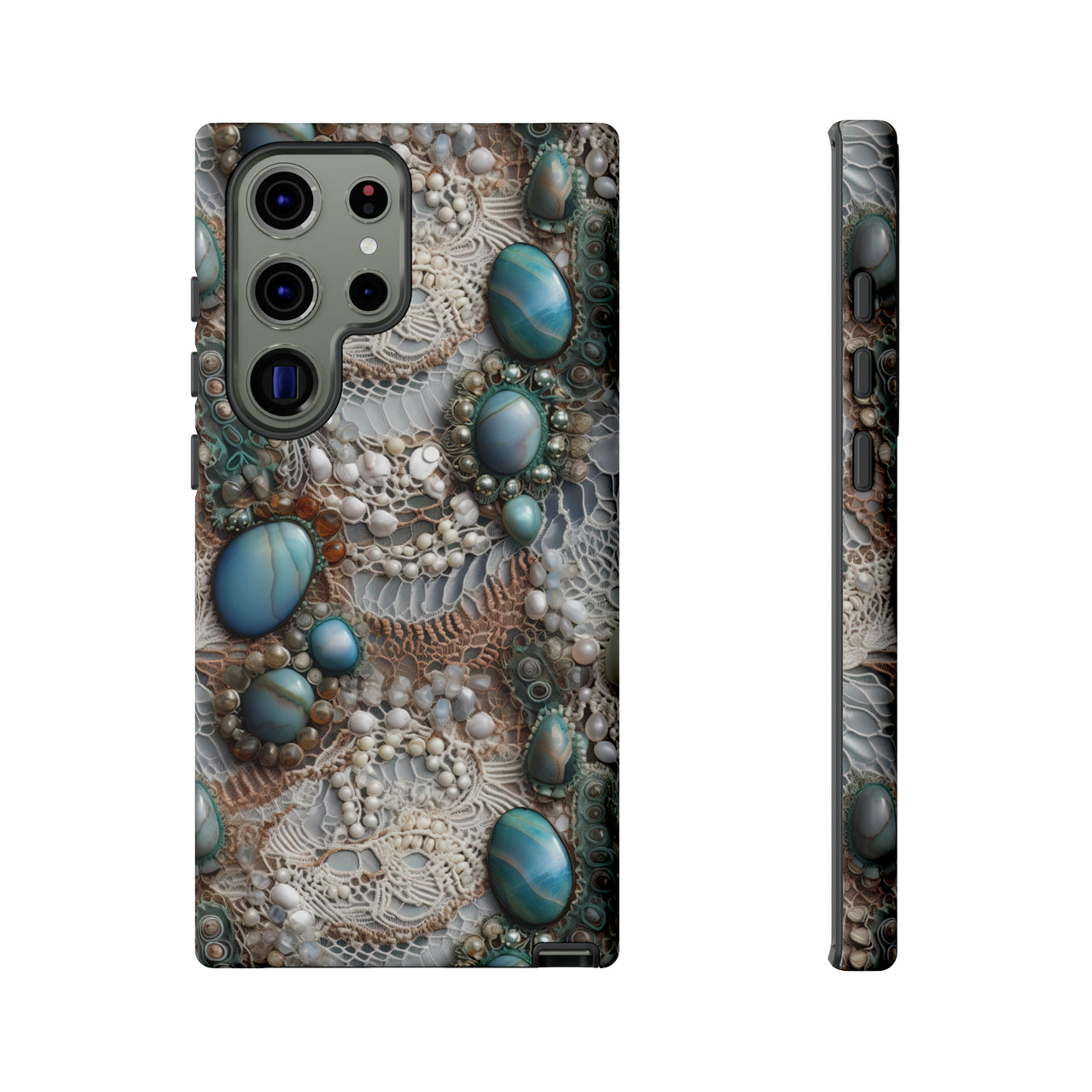 Boho Agate and Lace Tough Cases for Samsung Galaxy S23, Samsung Galaxy S23 Plus, and Samsung Galaxy S23 Ultra