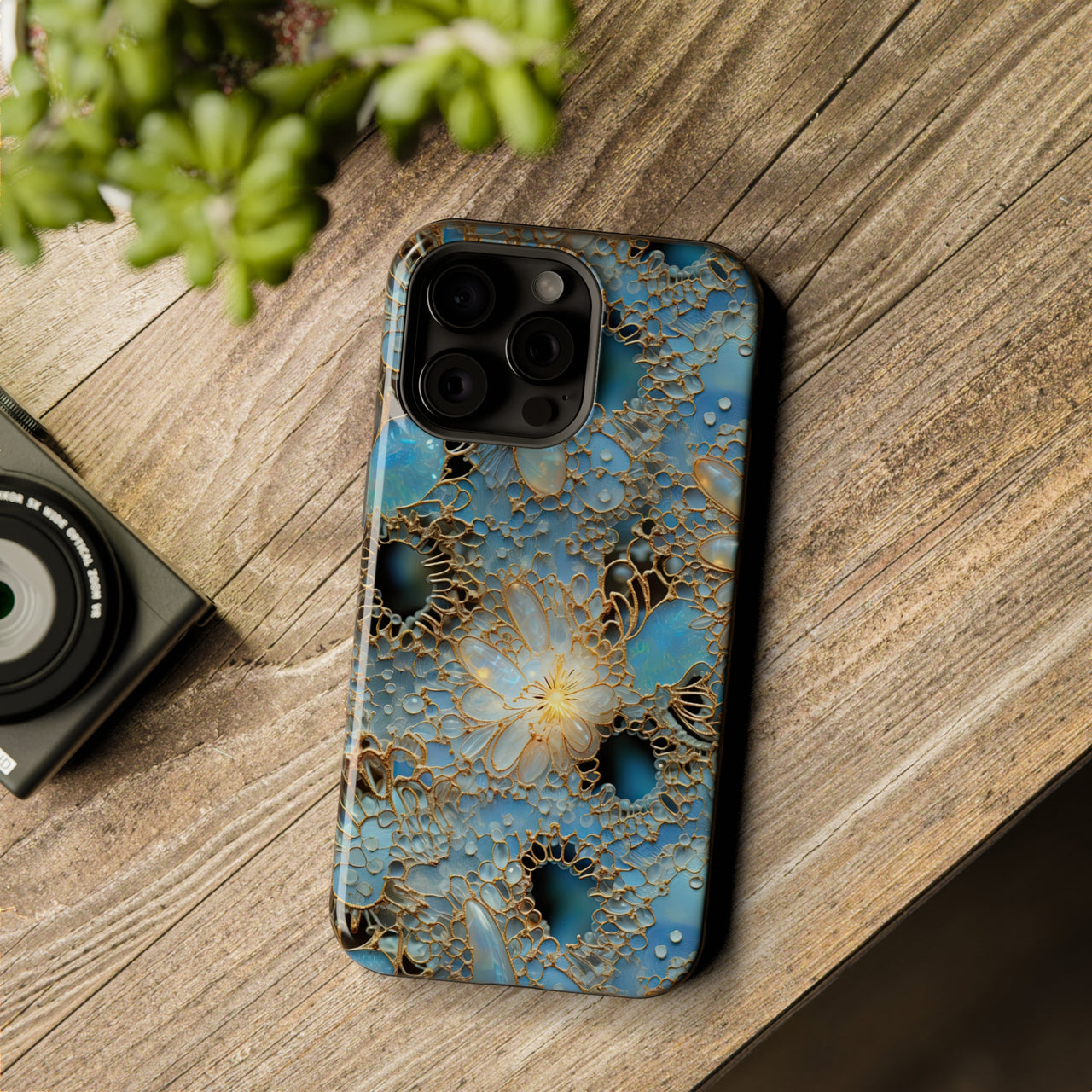 Gemstones and Gold Lace - MagSafe Tough Case for iPhone 15, iPhone 15 Pro, iPhone 15 Plus, & iPhone 15 Pro Max