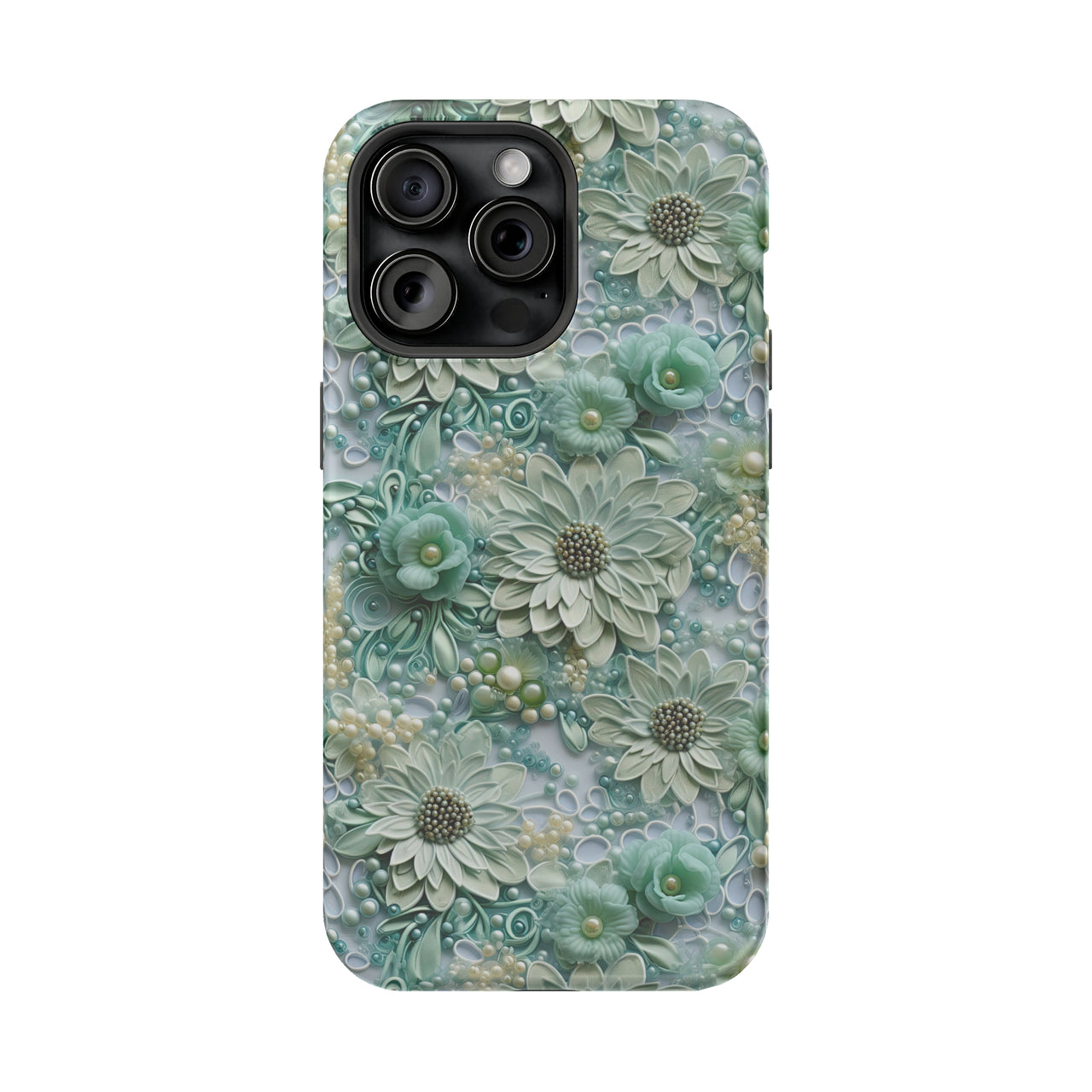 Teal Petals - MagSafe Tough Case for iPhone 15, iPhone 15 Pro, iPhone 15 Plus, & iPhone 15 Pro Max