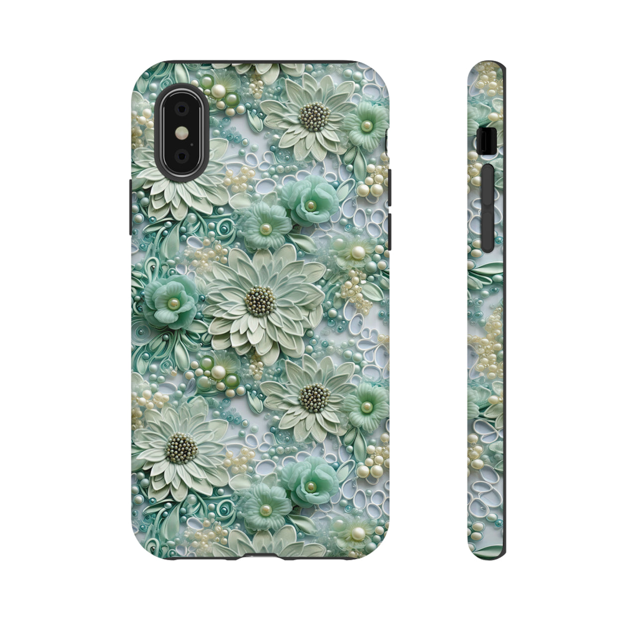 Teal Petals - Tough Cases for iPhone X, iPhone XR, iPhone XS, and iPhone XS MAX